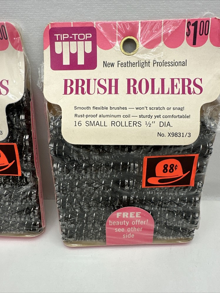 Tip-Top Brush Rollers Vintage One Pack Is New Other Has 2 Missing 1/2 Size