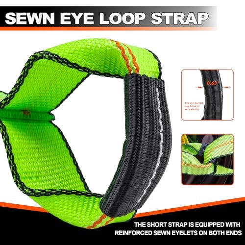2"x16" Replacement Sewn Eye Loop Short Strap, Sewn Eye Loop Short Strap 4Pack