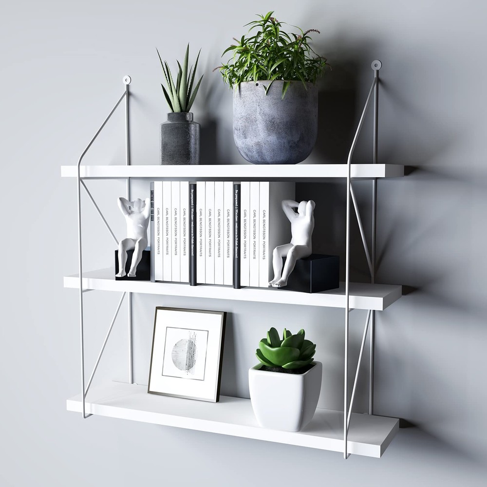 3-Tier Display Wall Shelf Storage Rack Holder, White