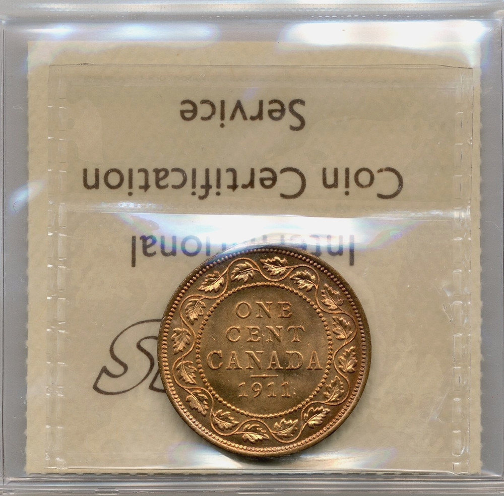1911 Canada Large Cent - GEM Uncirculated, ICCS MS65 RED