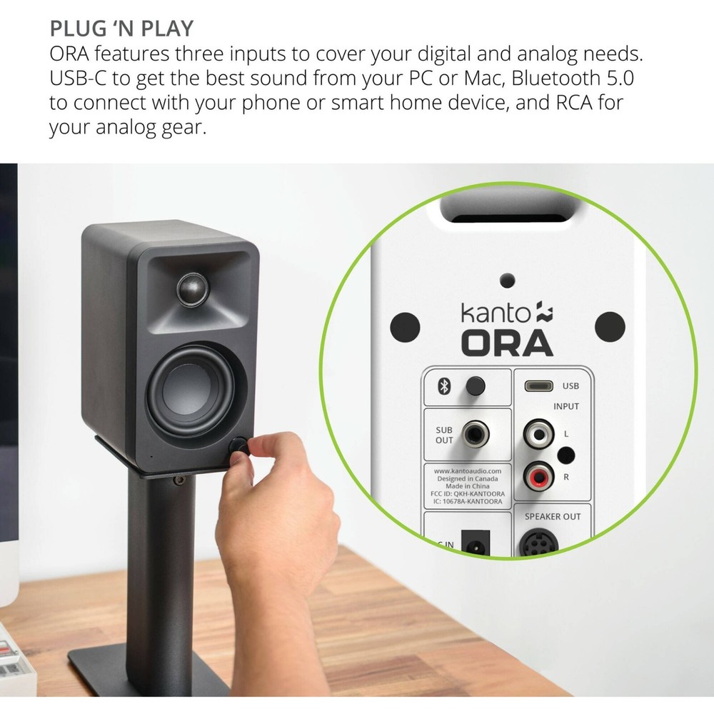 Kanto Living ORA 2-Way Active Wireless Reference Desktop Speakers (Pair) - White