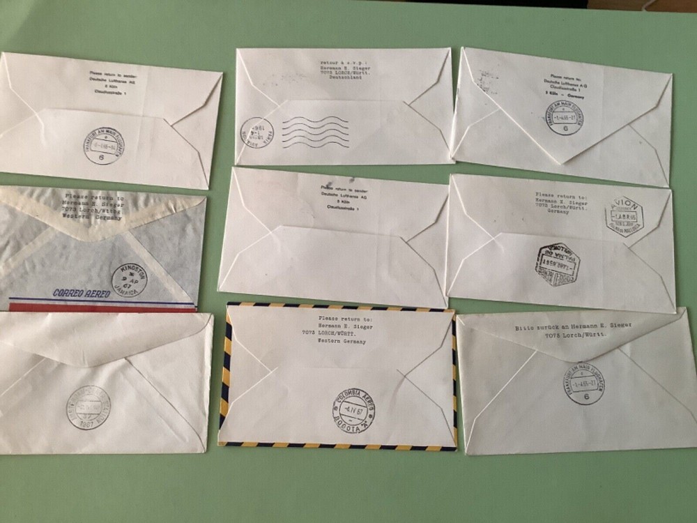 Airmail flight cover mixed world 9 items Ref A1481
