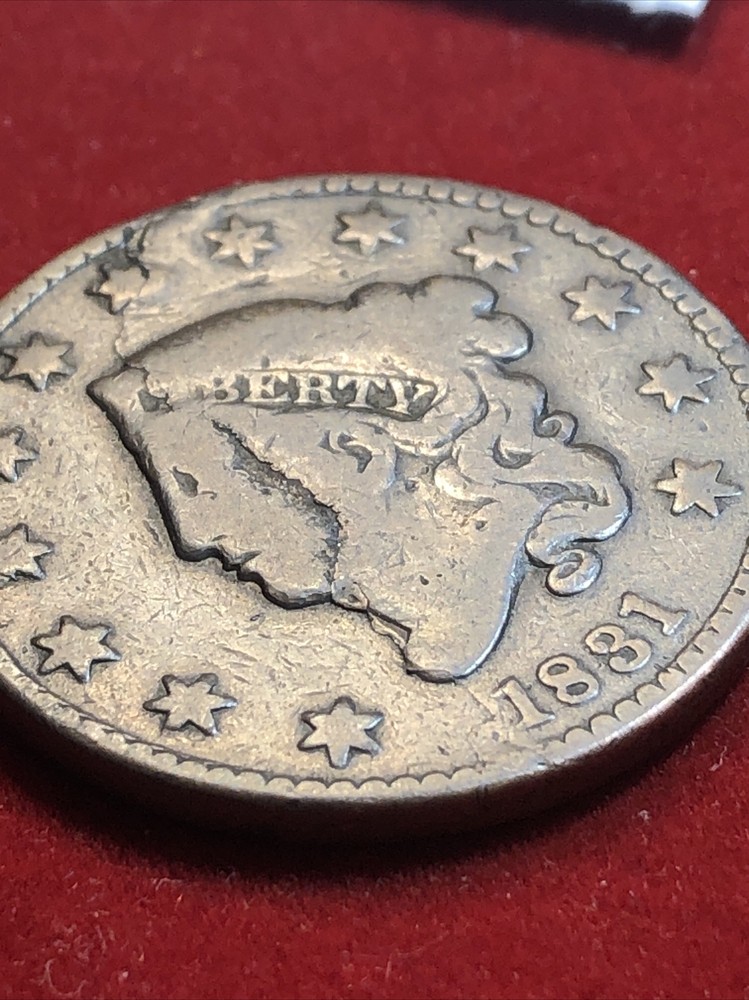 1831 coronet head large cent Error Major Planchet Lamination Choice For Grade