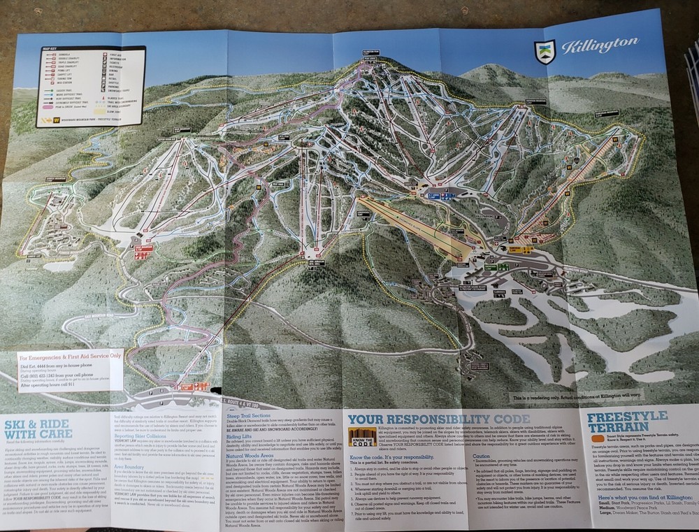 2019/20 KILLINGTON, VT SKI TRAIL MAP & STICKER/DECAL NEVER USED CONDITION