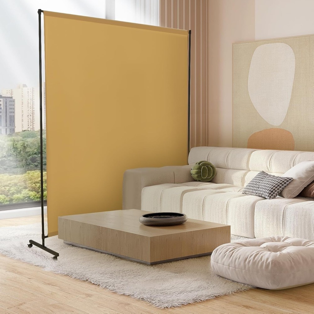 Room Divider Screen 72"x72" W/ Lockable Caster Wheels Privacy Panel Home