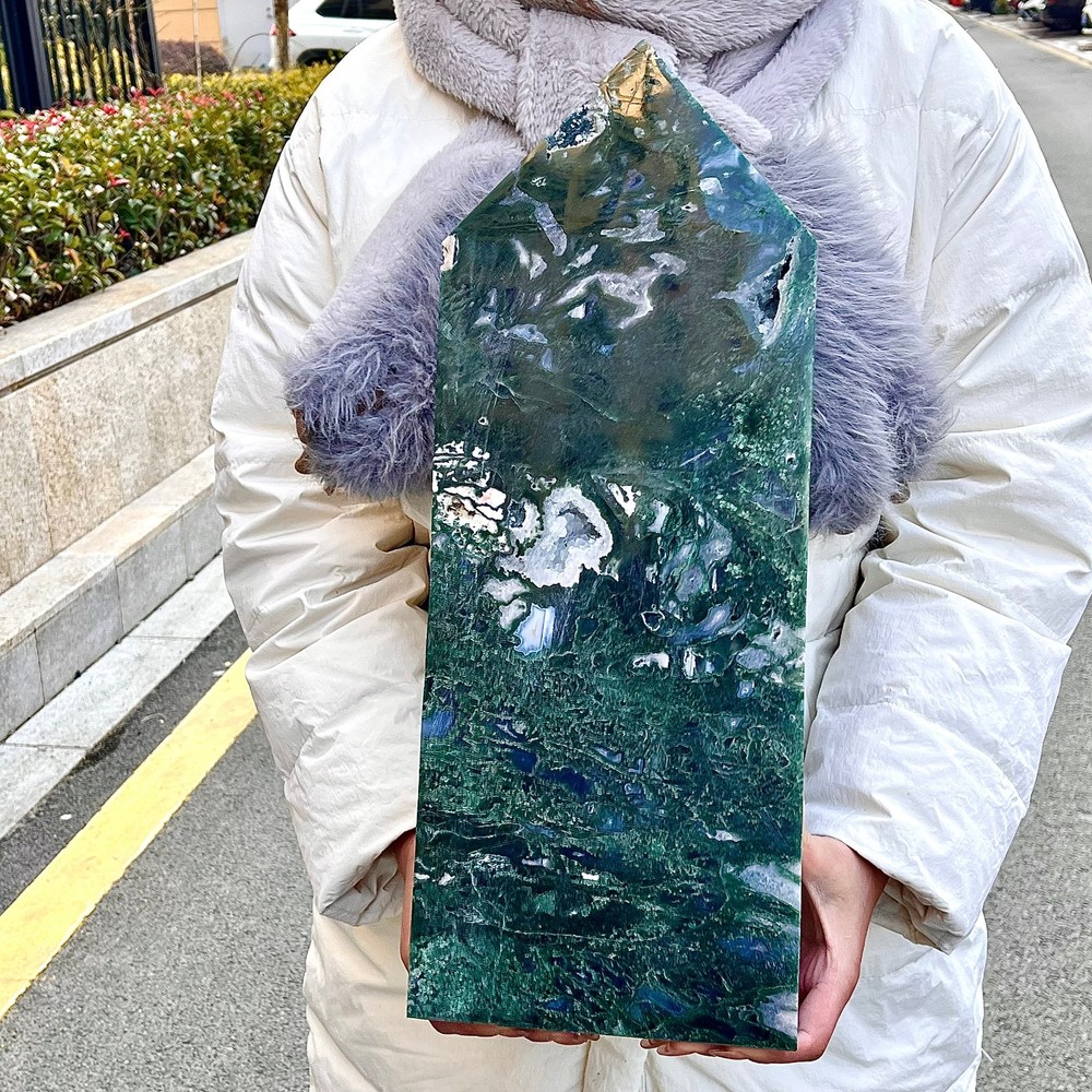 11.72LB Water grass agate wide column obelisk sample column
