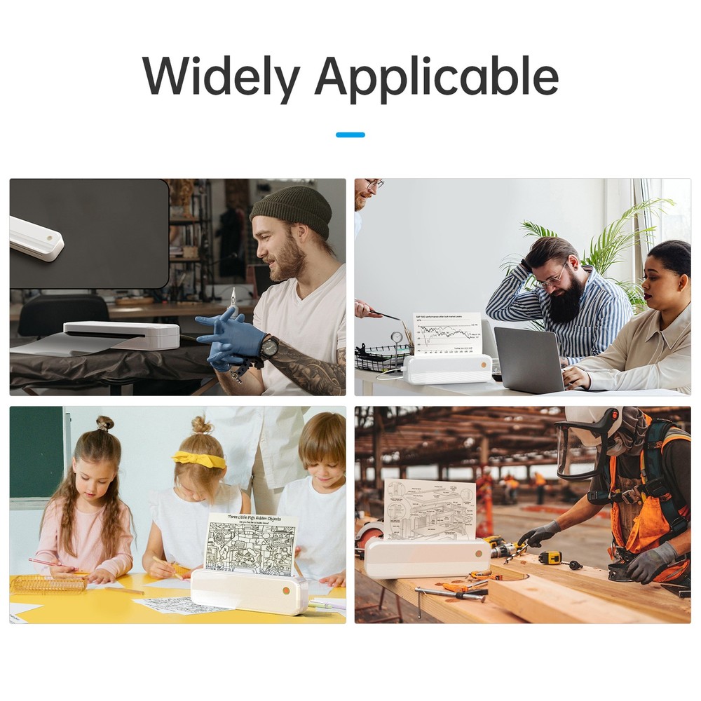 Bluetooth Label Printer Inkless Thermal Printer Multiple Printing Size for Home