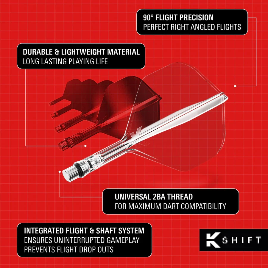 NO2 STANDARD CLEAR MEDIUM TARGET K-SHIFT 1 PIECE SHAFT AND FLIGHT