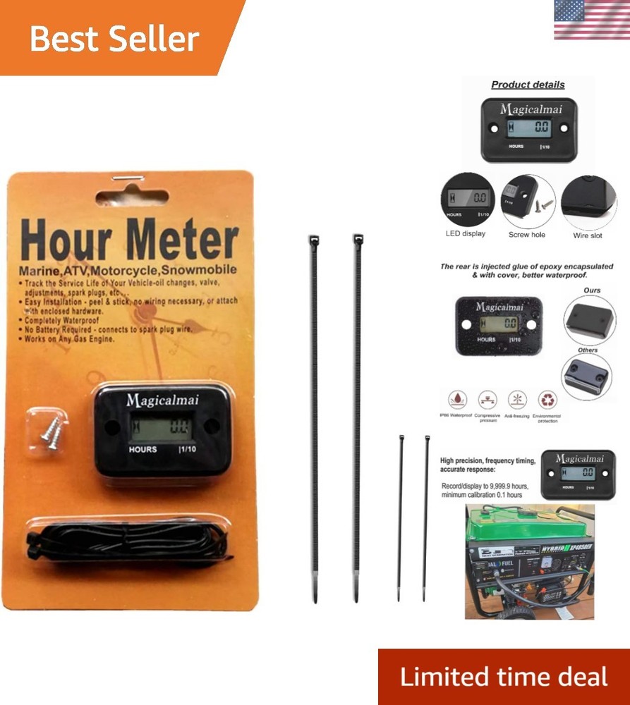 Inductive Hour Meter for Generators & Motorcycles - Essential Maintenance Tool