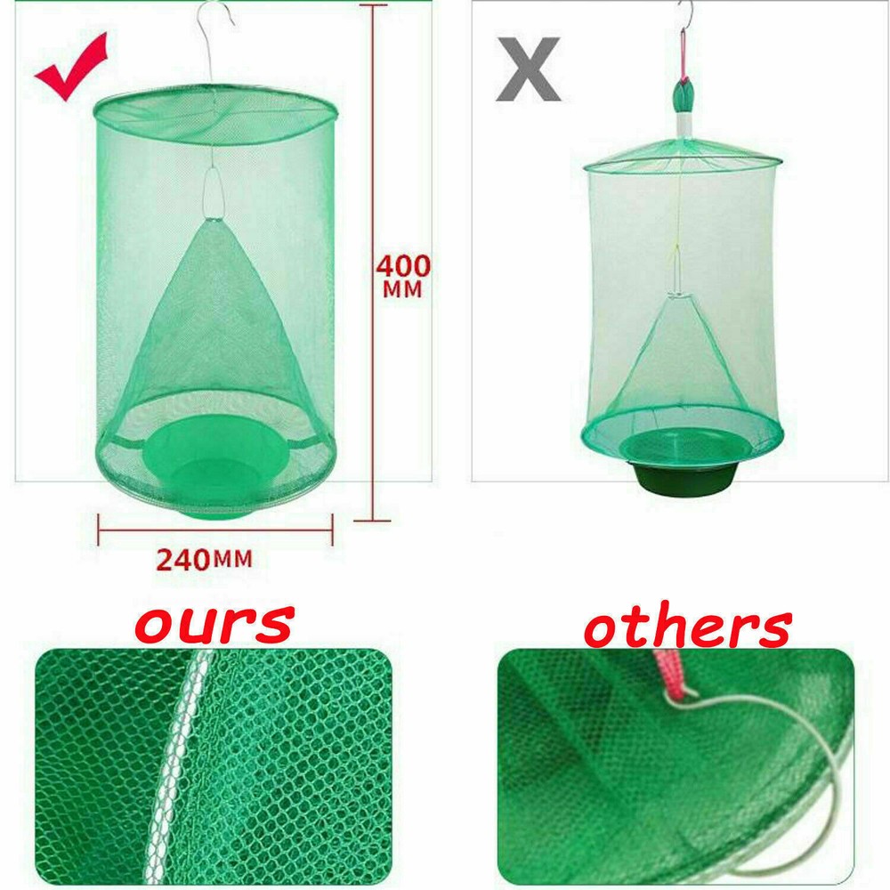 2 Pack Reusable Ranch Fly Trap Cage Net, Pest Bug Fly Catcher Killer