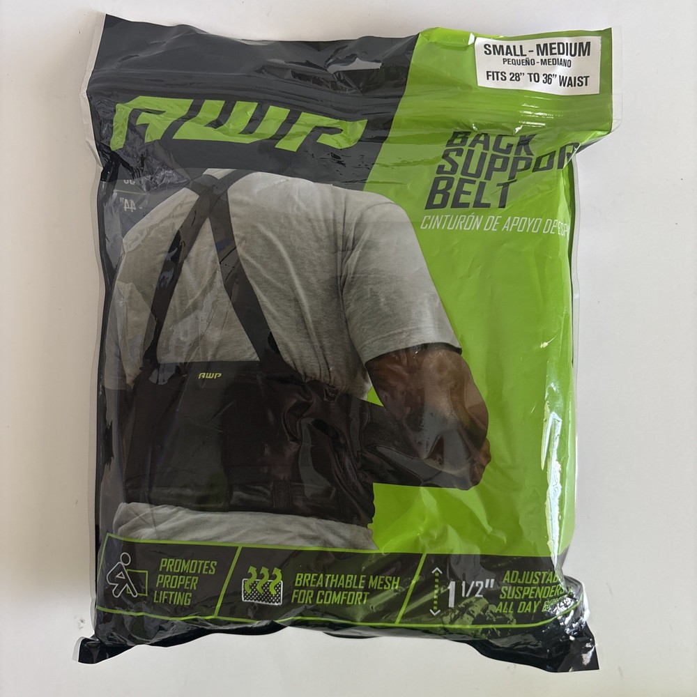 AWP 552575 Polyester Hook-n-Loop Back Support Belt Small-Medium 28"- 36" New -36