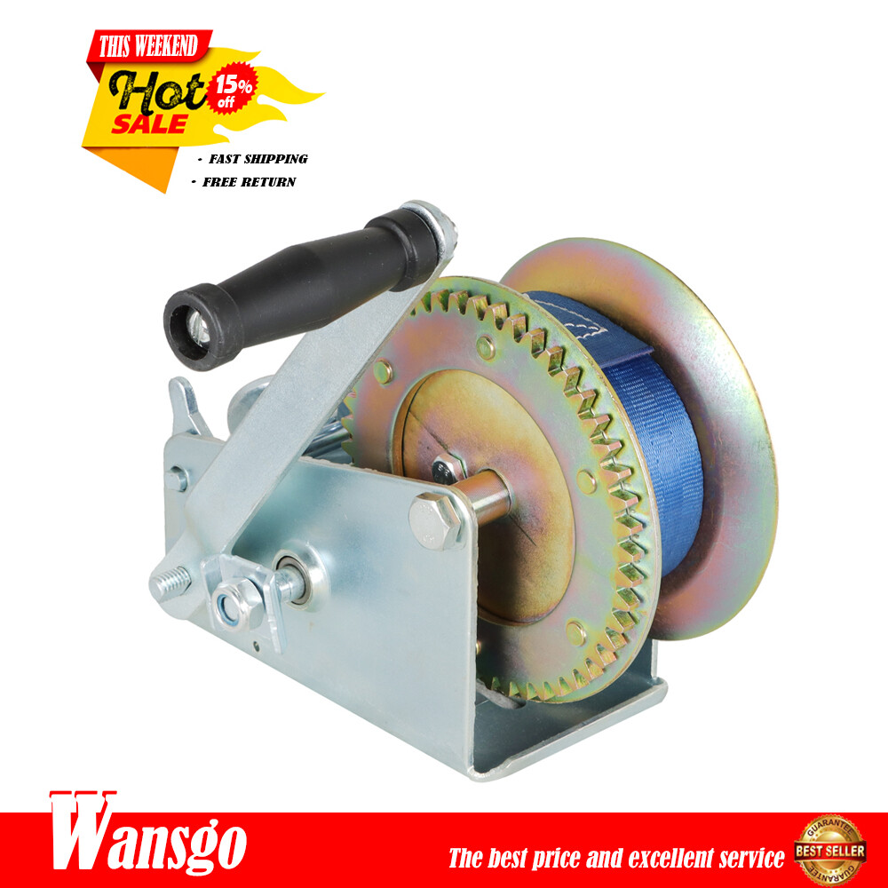 3500 LBS Heavy Duty Hand Winch,Polyester Strap Manual Portable Crank Winch
