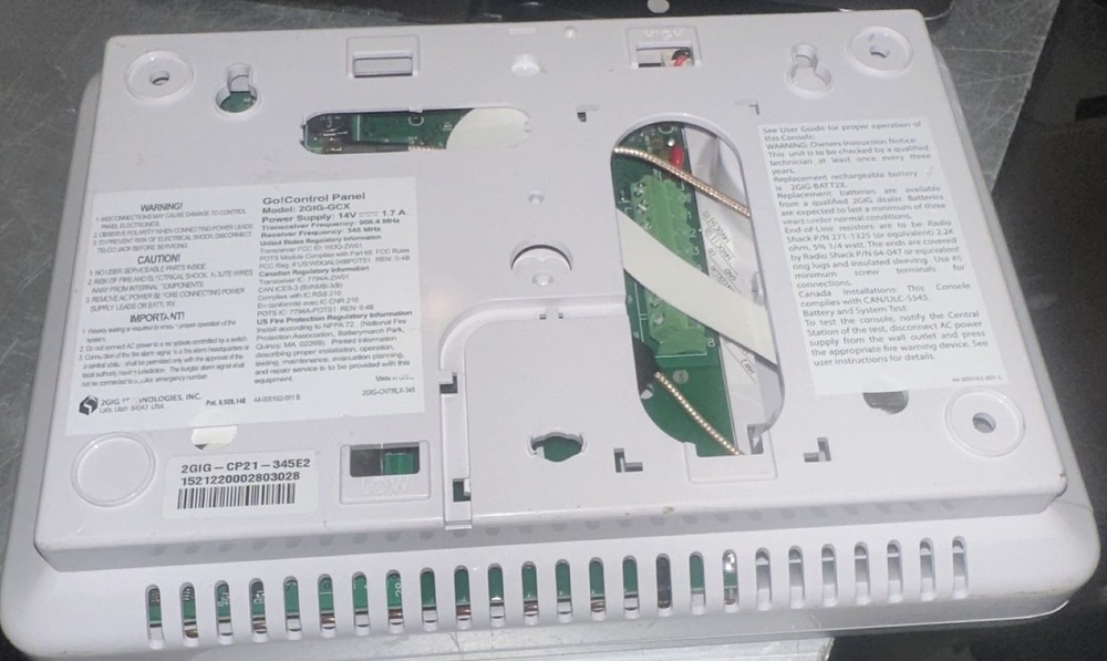 2GIG Go!Control Security Panel – Model 2GIG-CP21-345E2, Touchscreen, Wireless
