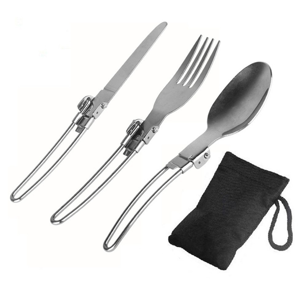 Multi-function Camping Cutlery Utensil Eating Folding Fork Spoon TOOL