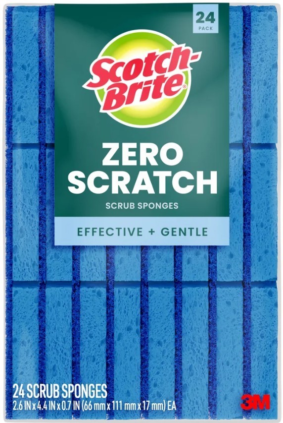 Scotch-Brite Zero Scratch Scrub Sponges, individually wrapped, 24-Count