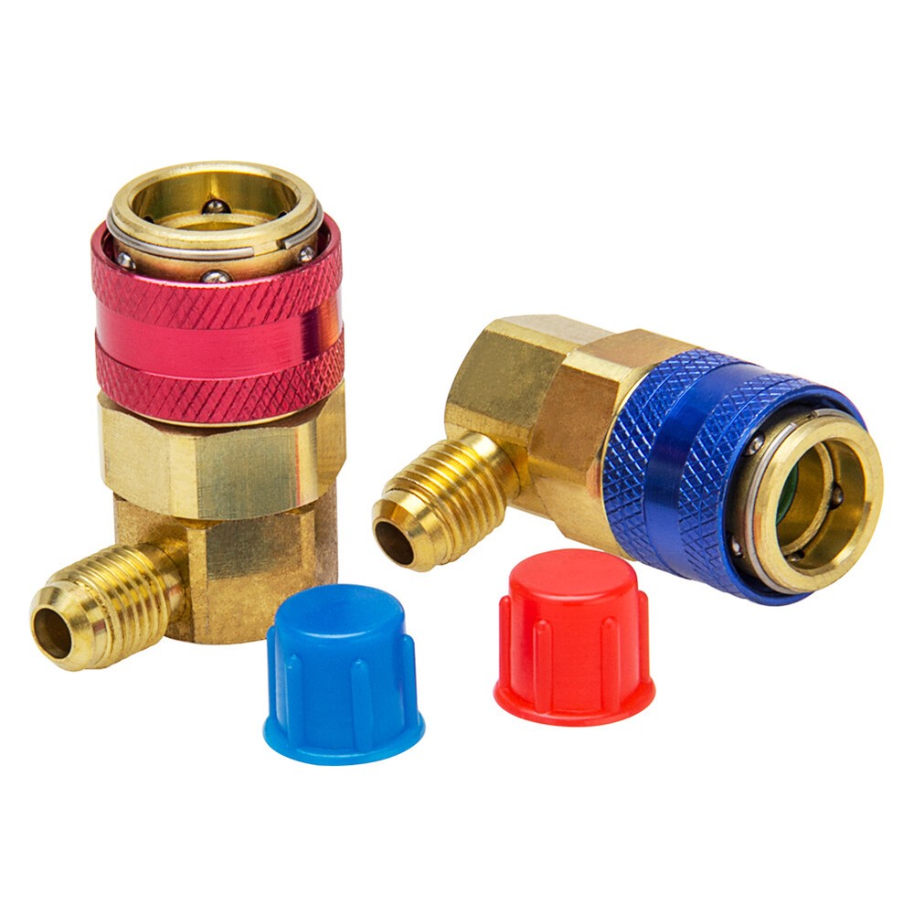2pcs A/C Manifold Gauge Conversion Kit High/Low Angle Quick Adapte