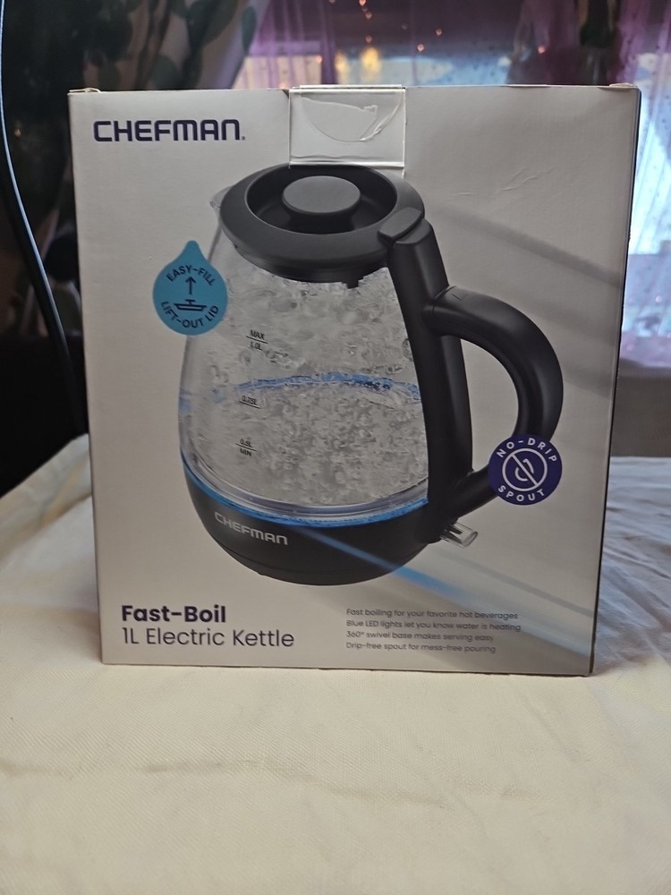 Chefman 1L Rapid-Boil Electric Kettle with Auto Shutoff