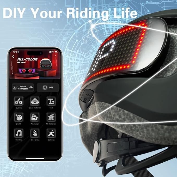 Smart Cycling Helmet with LED Display, APP & Remote Control