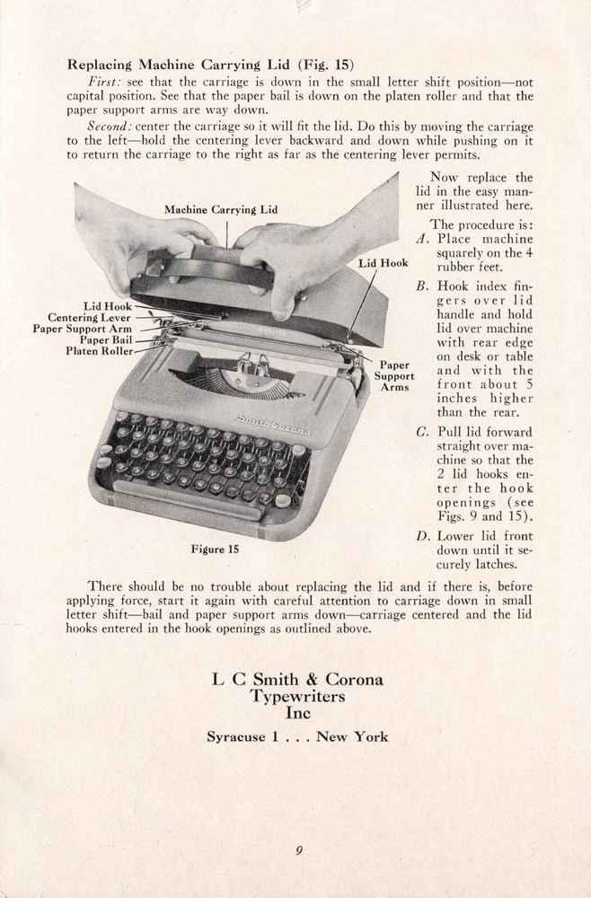 Smith Corona Skyriter Typewriter Instruction Manual Repro User Vtg (c)