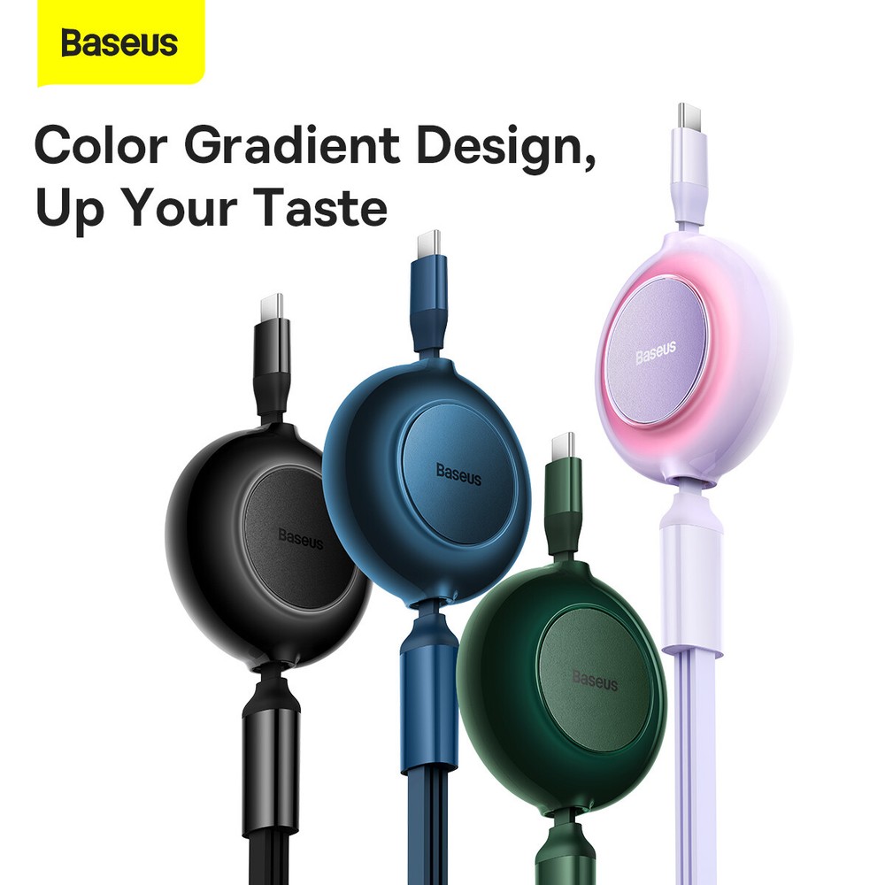 Baseus Retractable 3in1 USB-C Fast Charging Cable Line For iPhone Micro USB-C