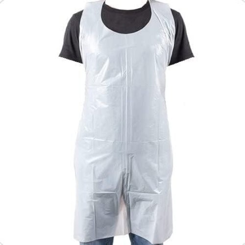 100 Pack Box Large White Plastic Disposable Aprons Throw Away Waterproof Aprons