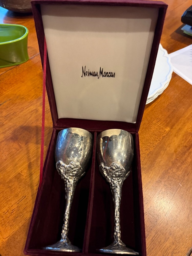 Neiman Marcus 9.5" Silver Plate 2 Goblet Set