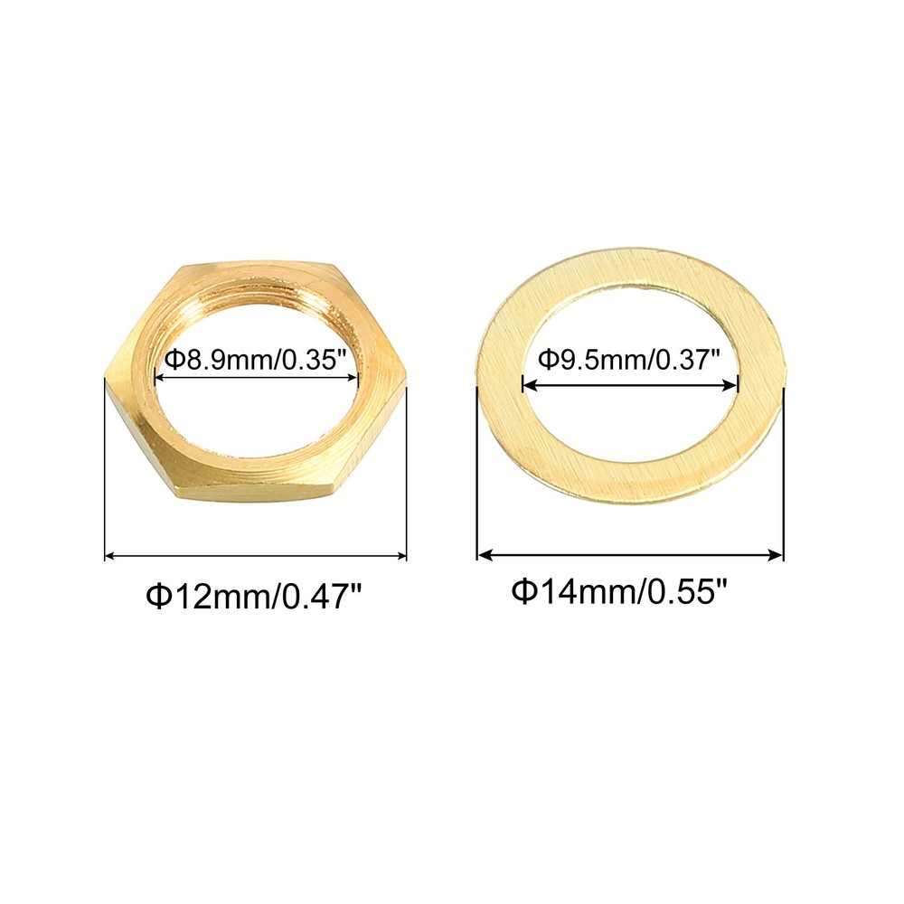 5 Set Guitar Nuts and Washers 3/8" Guitar Input Output Jack Socket Nuts Gold