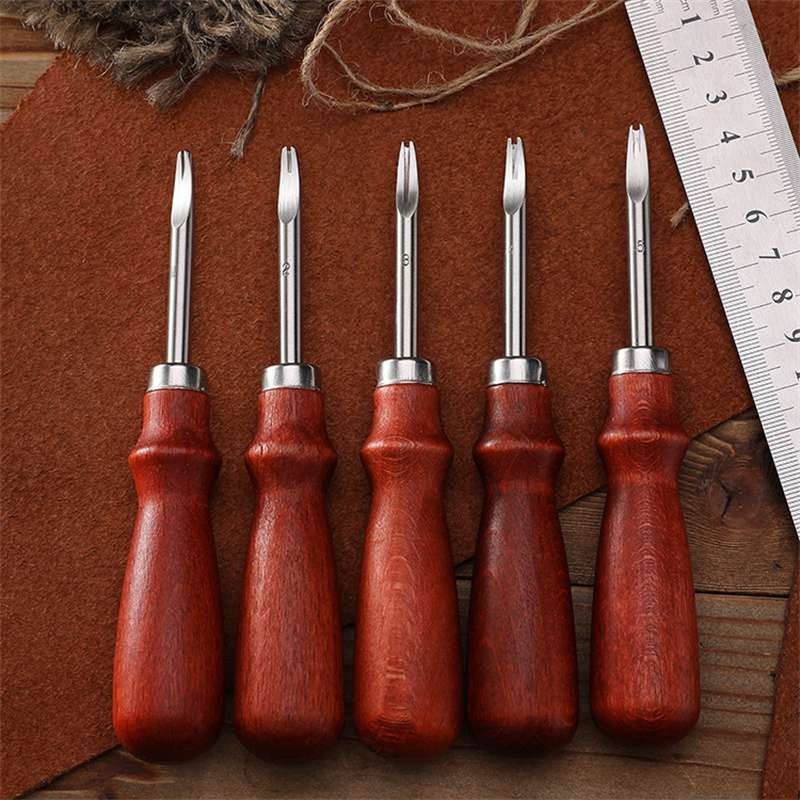 Leather DIY Tool Handmade Edge Trimming Leather Carving Beech Handle Leather