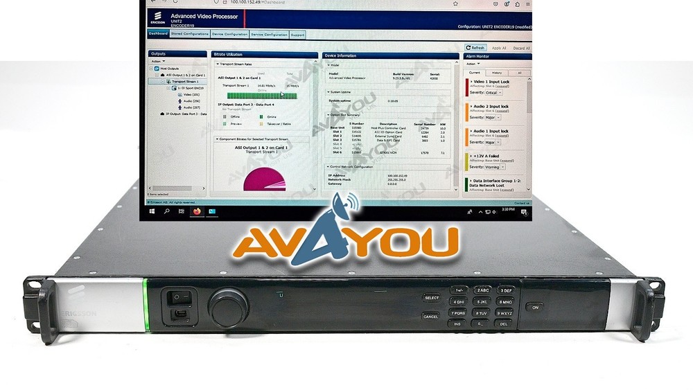 Ericsson AVP-4000 Encoder Modulator HD MPEG4 L- BAND ASI EI9001 AVP
