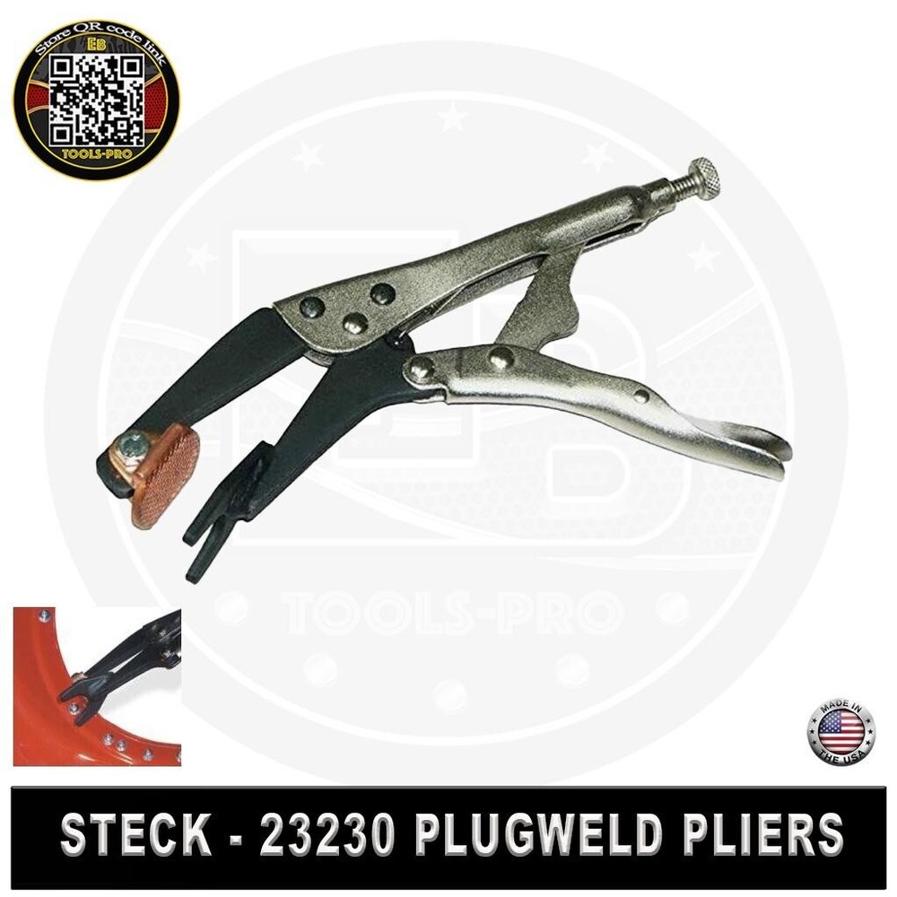 Steck 23230 Locking Plug Weld Pliers w/ Swivel Copper Pad