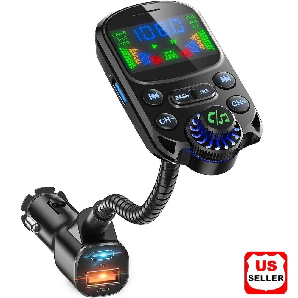 Bluetooth 5.3 MP3 Player Car Audio Quick Charger FM Transmitter Fast Charging