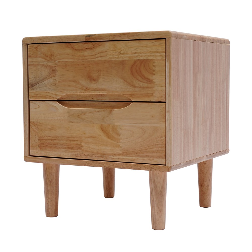Nordic Style Solid Wood 2 Drawers Bedside Table Nightstand Home Decor