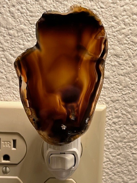 Small Montana Moss Agate Night Light, Yellowstone River stone