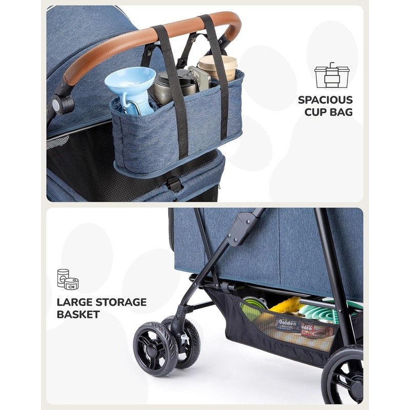 Heavy Duty Dog Stroller Small Medium Pets W/ Adjustable Canopy Storage New