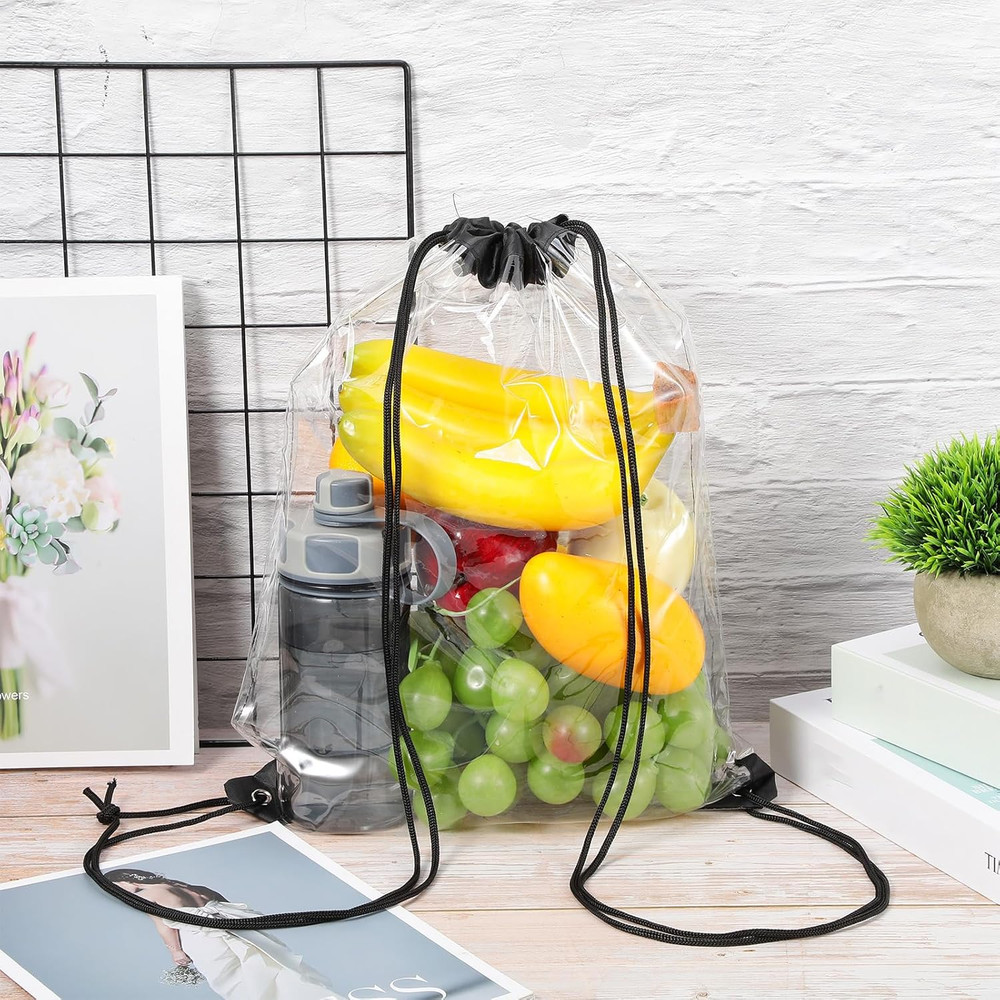 30 Pcs Clear Drawstring Bag Plastic Drawstring Backpack Clear Waterproof PVC Bac