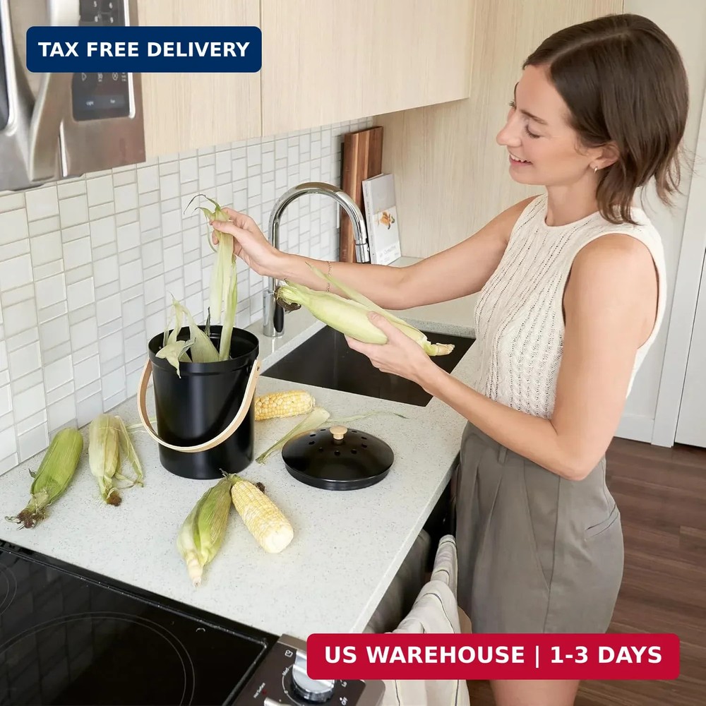 Beautiful Kitchen Compost Bin with Smell Proof Lid - Rust Proof and Odorless Com