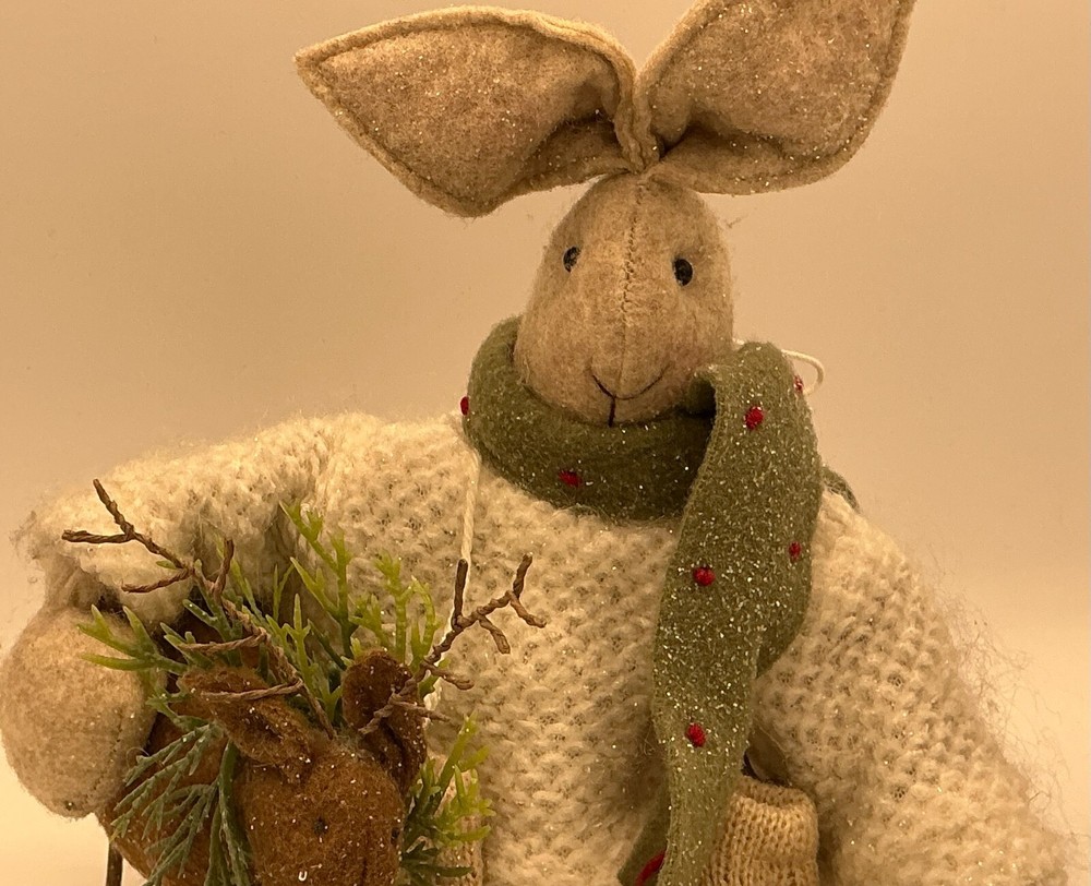 17” Bunny Rabbit Holding Reindeer Soft Craft Doll