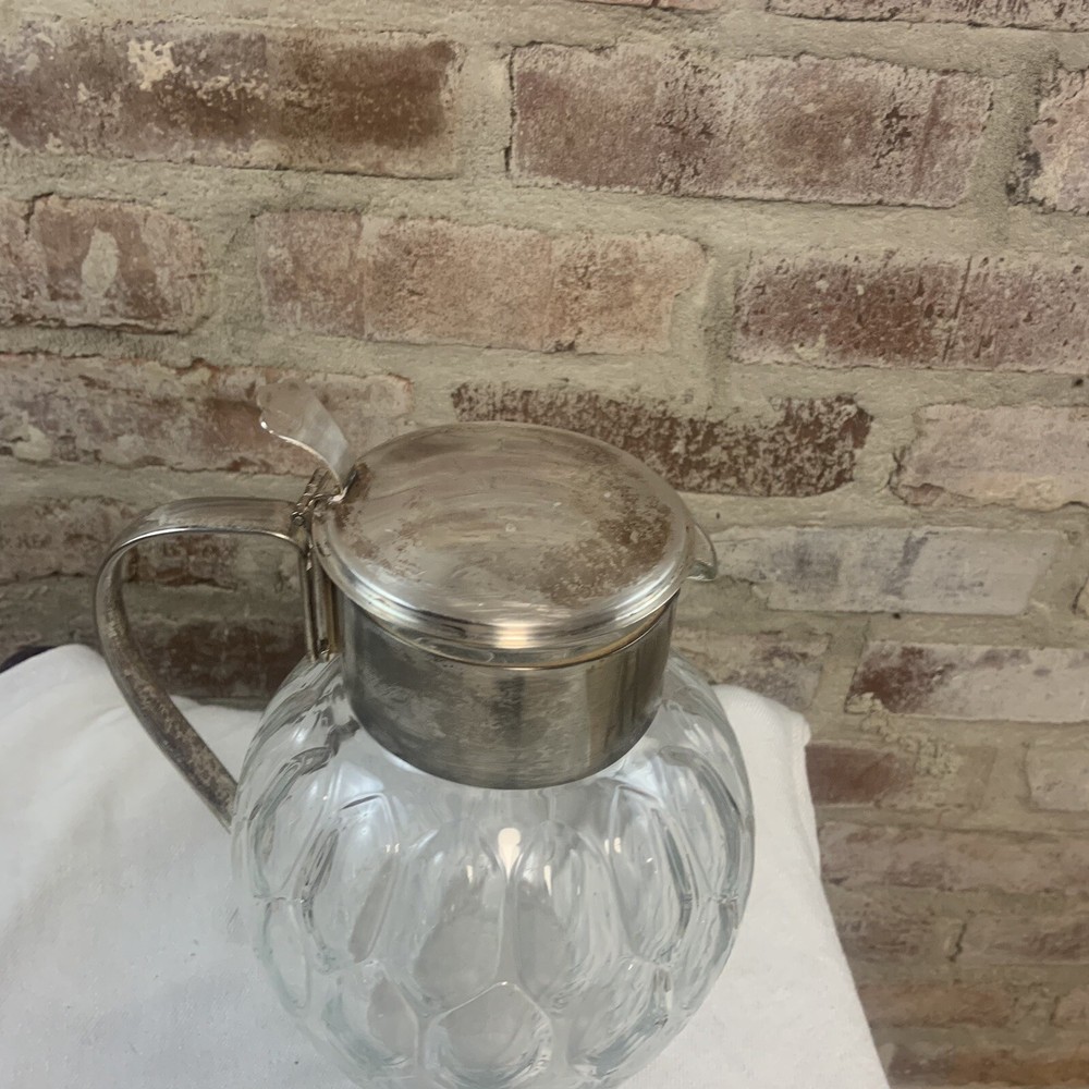 Silver And Glass Vintage Water Lemonade Pitcher
