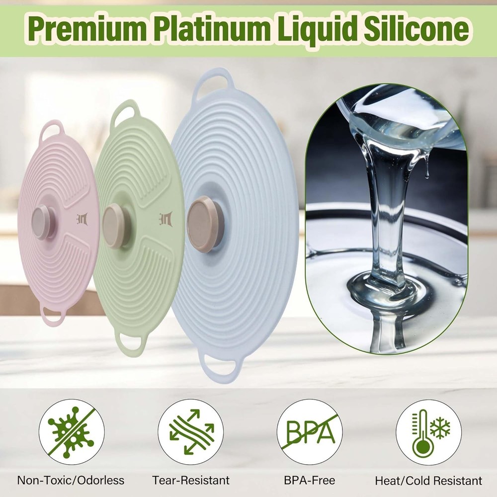 Microwave & Dishwasher Safe Silicone Lids - 3 Pack for All Kitchen Needs