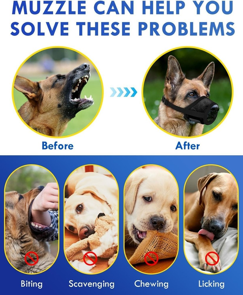 Air Mesh Dog Muzzle (Black,M)