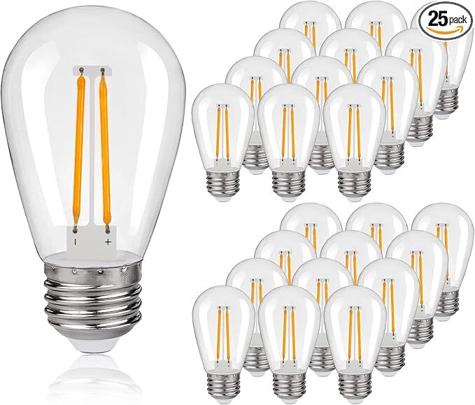 E26 LED Replacement Light Bulbs 2W S14 Clear Globe Edison Bulb 2700K Warm White