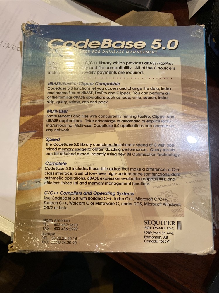 $5000 BRAND NEW CodeBase 5.0. The C:C++ Library For Database Management. NFR