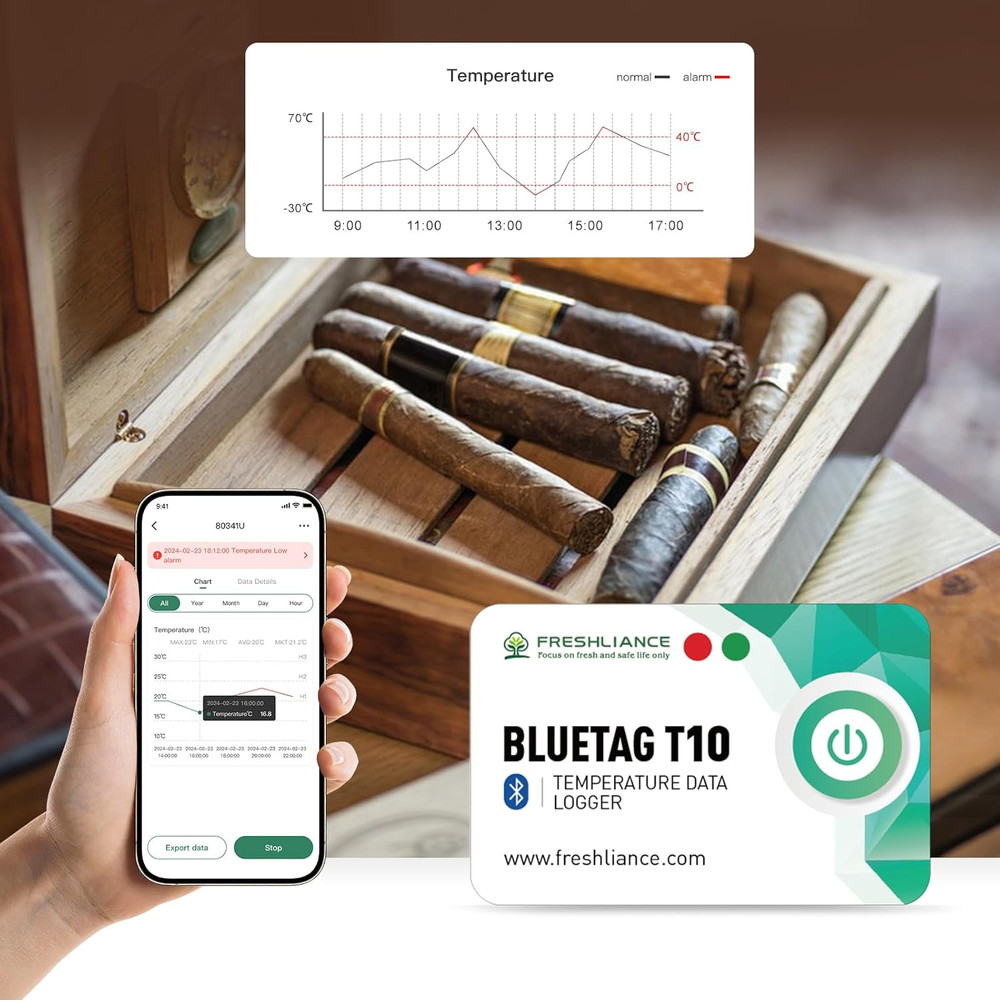 10-Pack Bluetooth Temperature Data Loggers for Refrigerators & Freezers