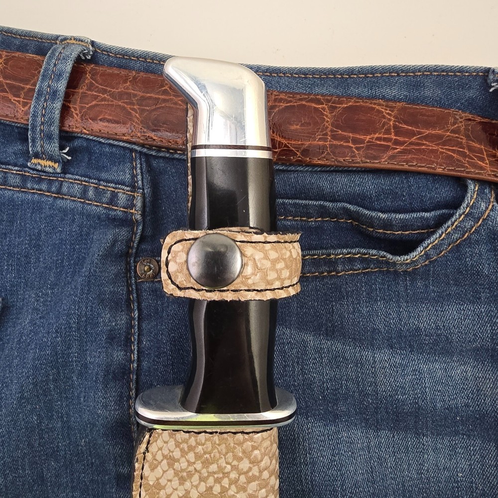 Buck Knives 119 Sheath Right Pull Faux Beige python skin leather sheath only
