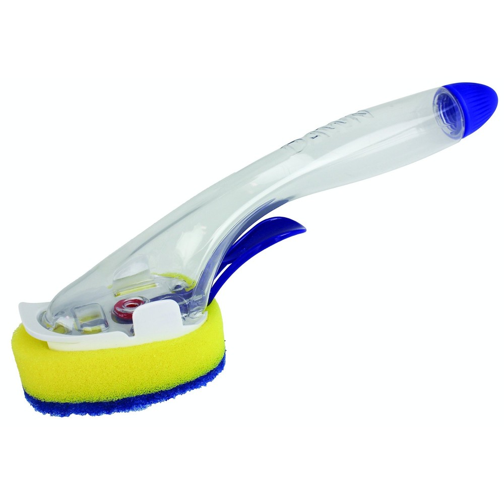 No-Drip Fillable Dishwand Non-Scratch, Clear
