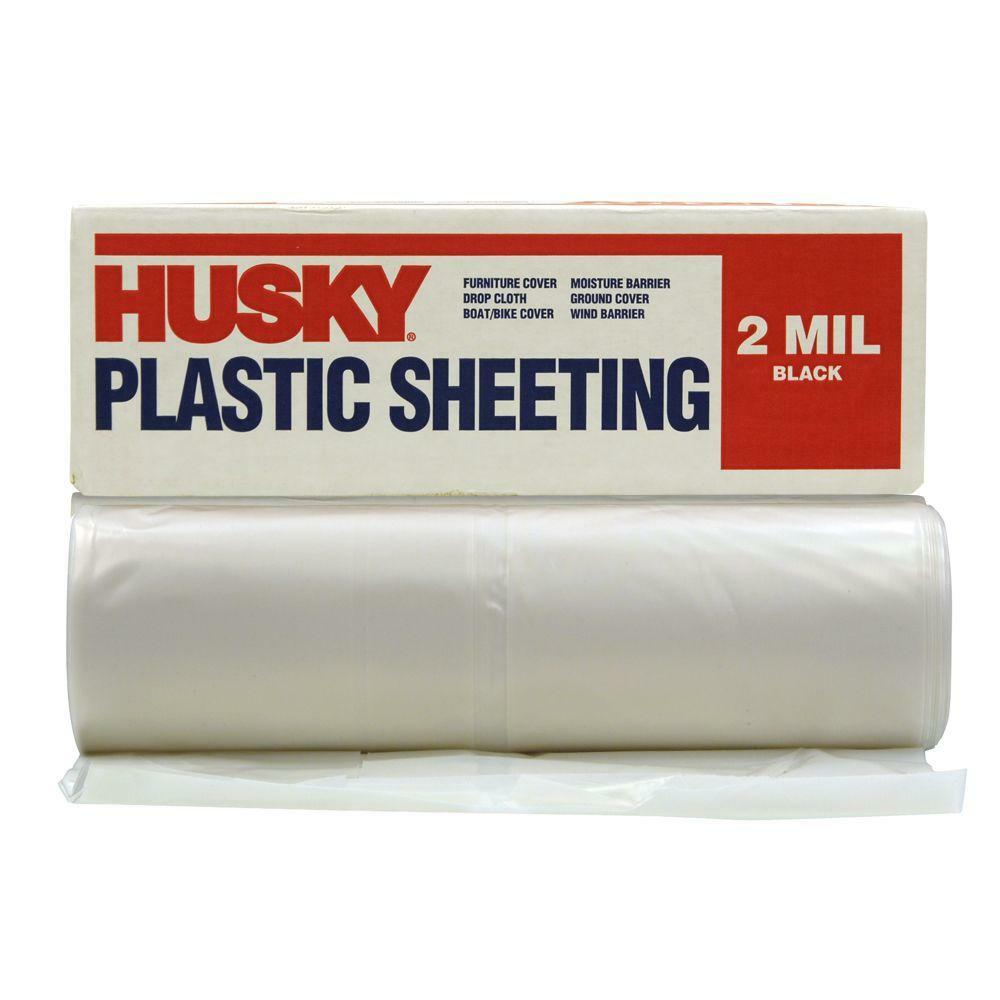 HUSKY Plastic Sheeting 10 ft. x 100 ft. Clear 2 mil. Polyethethylene 9.57 lb