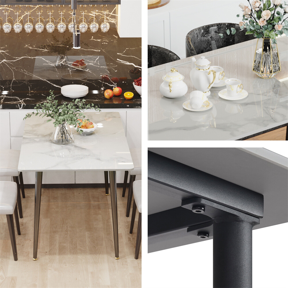 Slate Dining Table Rectangular Kitchen Desk Breakfast Furniture for 6-Person