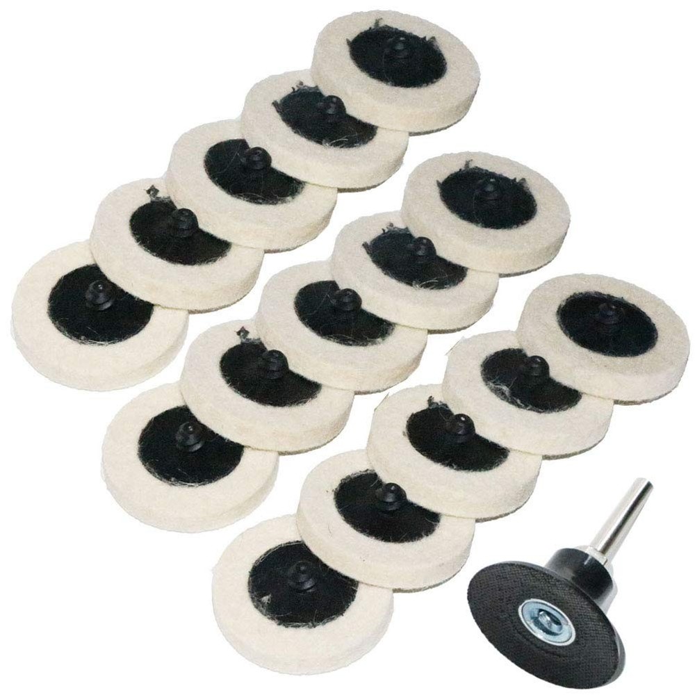 2 inch 15pcs Sanding Pad Wool Felt Quick Change Disc Roll Lock Surface Polish...
