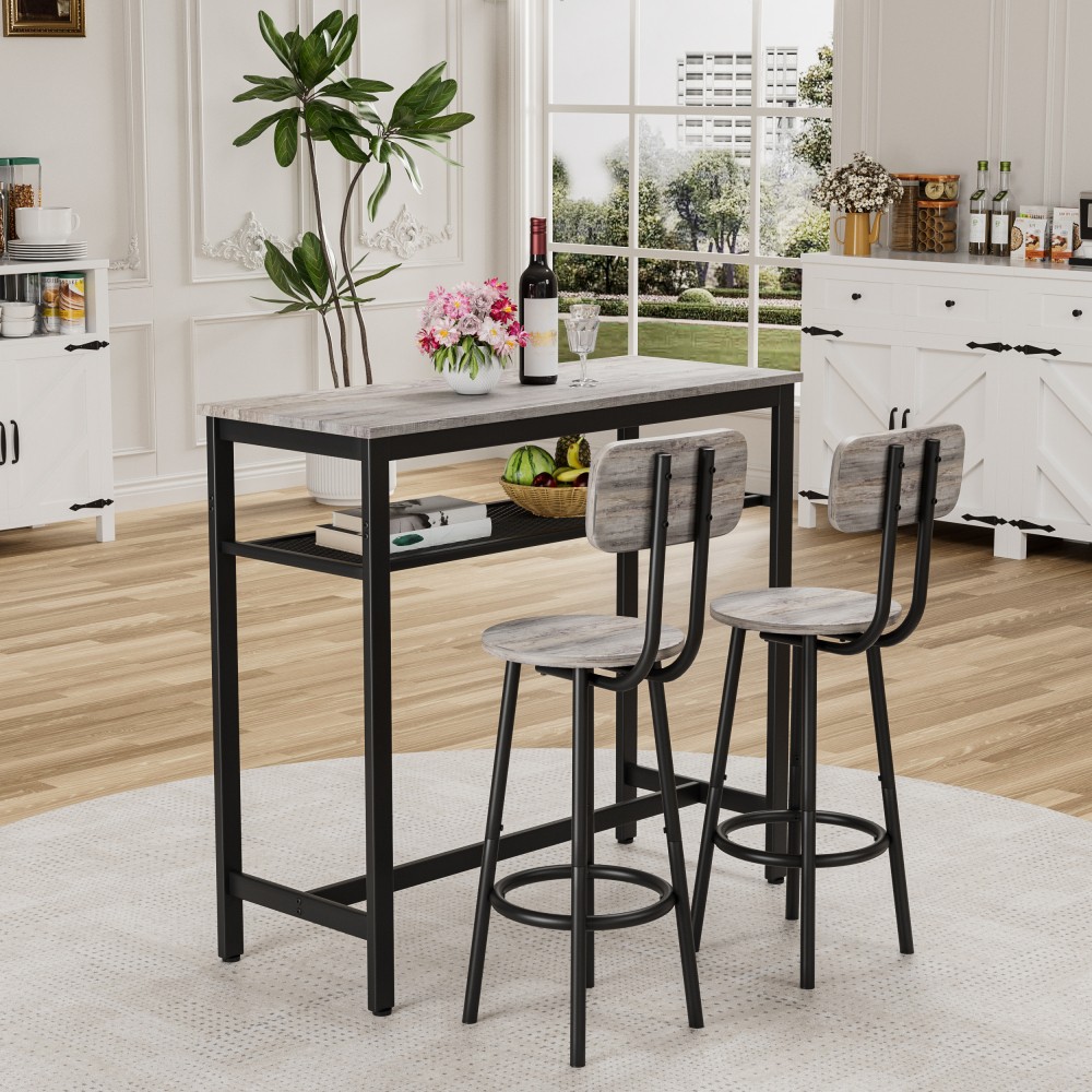 Dining Table Set W 2 Stools 3 Piece Counter Small Apartment Breakfast Table