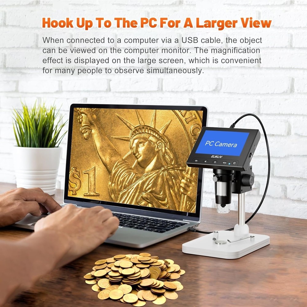 High-Definition Coin Microscope 1000x - LED Illumination & USB PC Compatibility